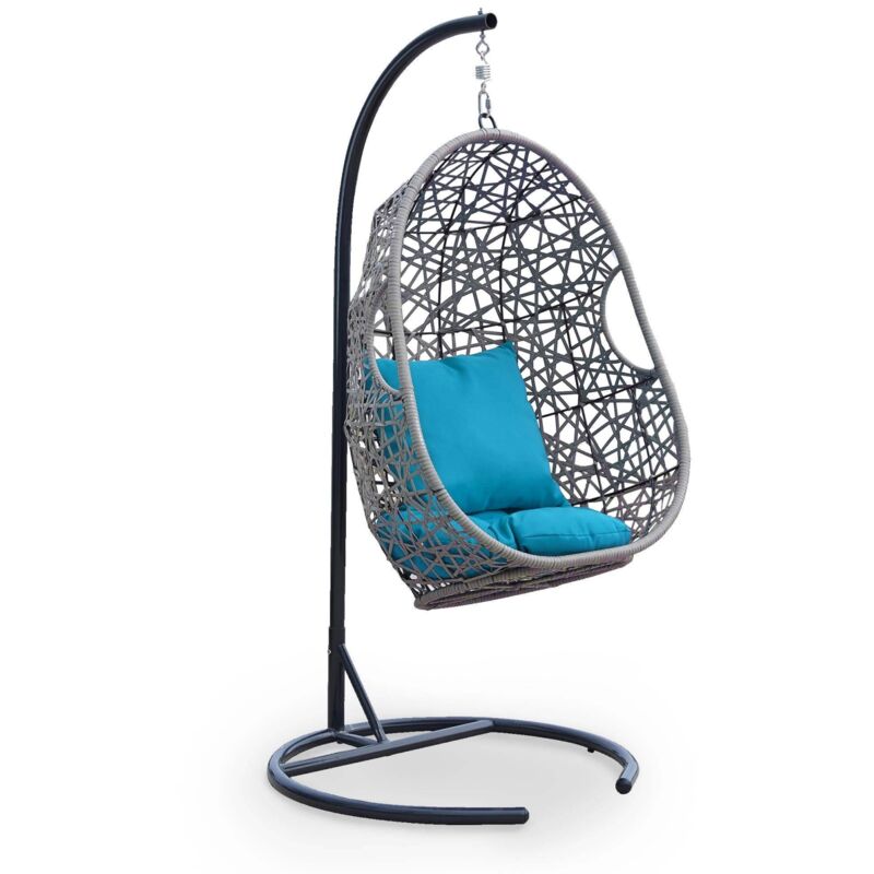 Fauteuil suspendu de jardin en résine tressée avec coussin samoa