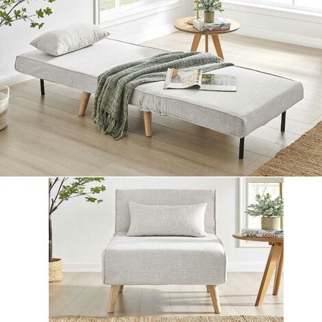 MAORA - Fauteuil convertible en tissu beige