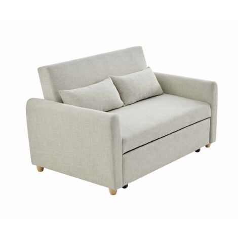 KAYA - Canapé 2 places convertible scandinave en tissu beige
