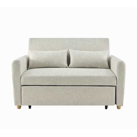 KAYA - Canapé 2 places convertible scandinave en tissu beige
