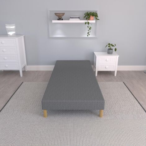 Sommier Tapissier 80x200 Cm - Tissu Gris, Pieds En Bois - Hauteur Totale 30 Cm - Fabrication Française