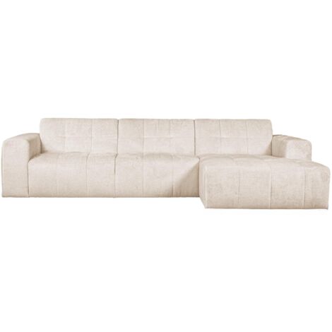 Mobilier Deco – Canapé d'angle droit en tissu capitonné beige – 5 places – Confort optimal – Design élégant pour salon moderne (1/5)