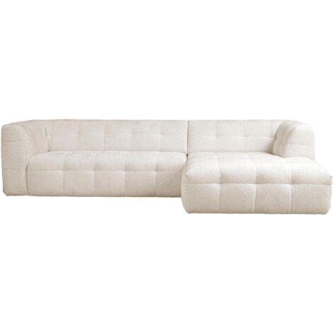 DEYNA - Canapé d’angle en tissu capitonné beige - Angle droit (1/5)