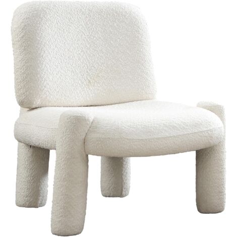 DANITA - Fauteuil design effet peau de mouton blanc écru (1/2)