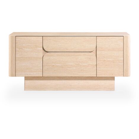 MIRA - Buffet enfilade 2 portes 2 tiroirs marbre d'ingénierie couleur travertin (1/5)