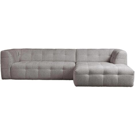 DEYNA - Canapé d’angle en tissu capitonné gris foncé - Angle droit (1/5)
