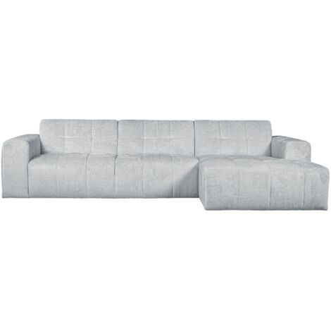 CYNDA - Canapé d'angle en tissu capitonné gris - Angle droit (1/5)