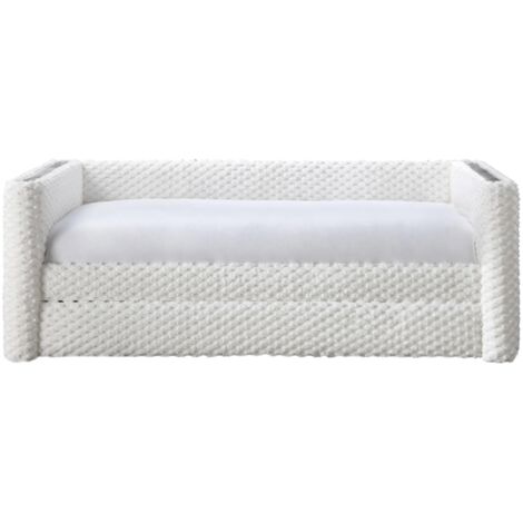 Mobilier Deco – Lit gigogne tissu blanc 90x190 cm – Conception ergonomique – Idéal pour chambre d'enfant – Matériau doux et résistant