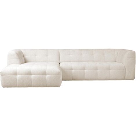 DEYNA - Canapé d’angle en tissu capitonné beige - Angle gauche (1/5)