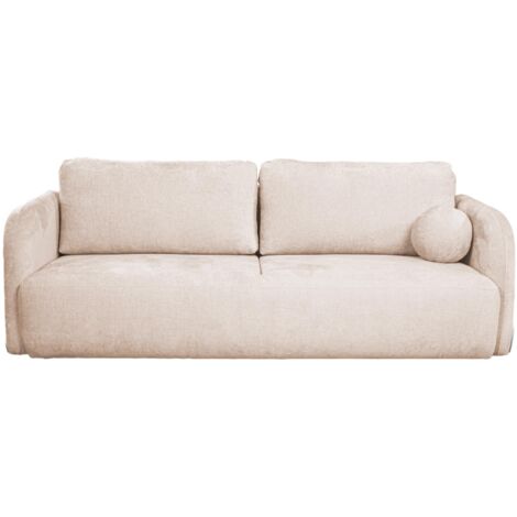 DRIXY - Canapé 3 places convertible avec coffre en tissu beige (1/5)