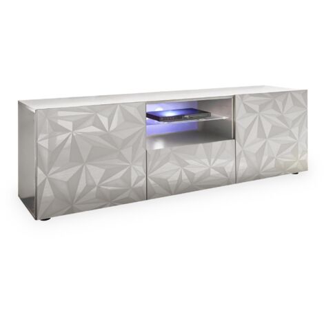 Mobilier Deco – Meuble TV blanc 2 portes 2 niches et 1 tiroir – Design moderne – Rangement optimisé pour salon ou chambre – Dimensions compactes (1/2)