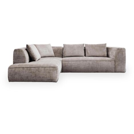 ROSIE - Canapé d'angle en tissu gris - Angle gauche (1/5)