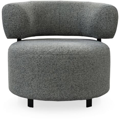 NAYA - Fauteuil design en tissu gris et métal noir (1/5)