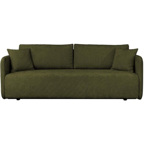 CELSY - Canapé 3 places convertible avec coffre en tissu vert (1/5)