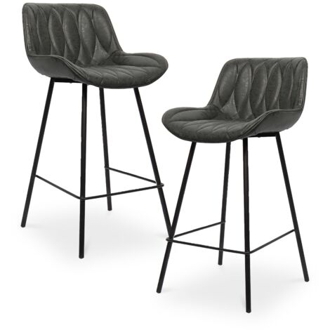 Lot De 2 Tabourets De Bar Montreal Similicuir Et Acier Inoxydable - Neufs
