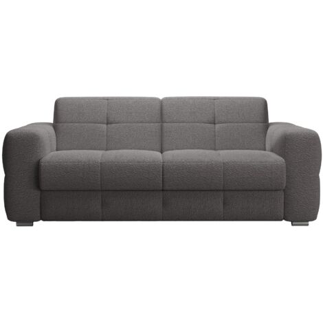 Mobilier Deco – Canapé 3 places convertible tissu bouclette gris foncé – Matelas mémoire 14 cm – Confort moderne et fonctionnel (1/5)