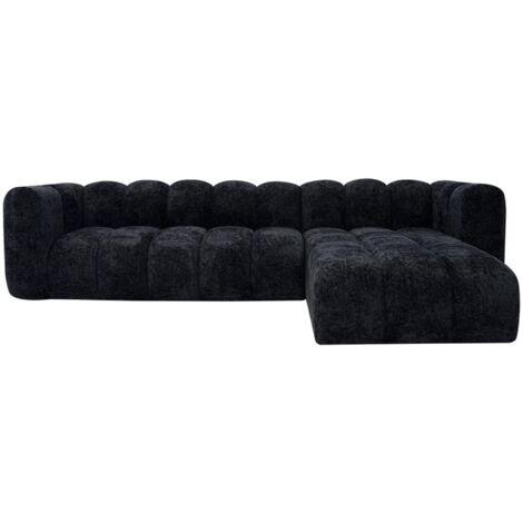 GABY - Canapé d'angle réversible en tissu noir