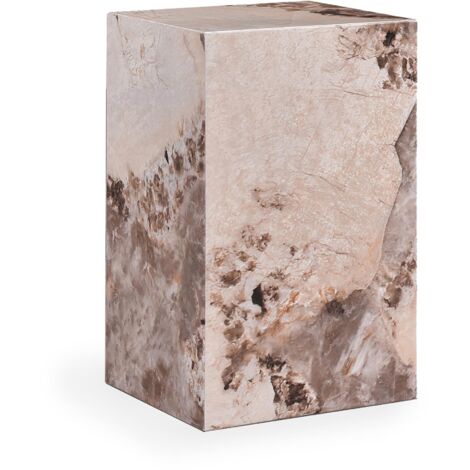 TRESA - Table d'appoint marbre d'ingénierie beige et marron
