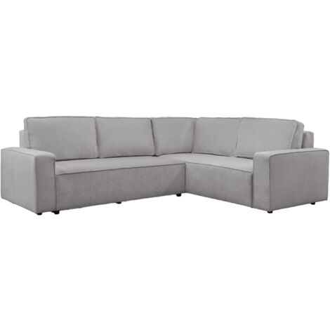 KARLOS - Canapé d'angle convertible en tissu gris clair - Angle droit (1/5)