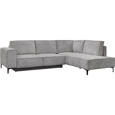 SAYLA - Canapé d'angle convertible en tissu gris clair - Angle droit (1/5)