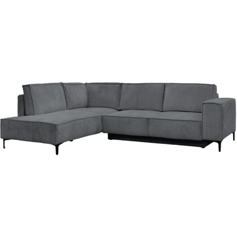 SAYLA - Canapé d'angle convertible en tissu gris foncé - Angle gauche (1/5)
