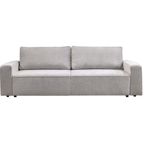 KARLOS - Canapé 3 places convertible en tissu gris clair (1/5)