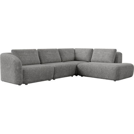 MERYA - Canapé d'angle modulable en tissu gris - Angle droit (1/4)
