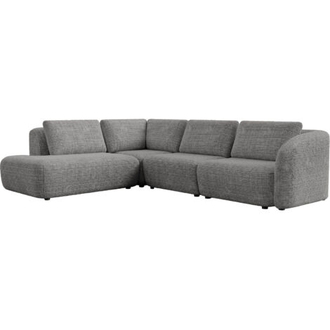MERYA - Canapé d'angle modulable en tissu gris - Angle gauche (1/4)