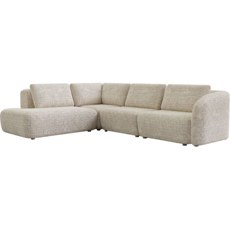 MERYA - Canapé d'angle modulable en tissu beige - Angle gauche