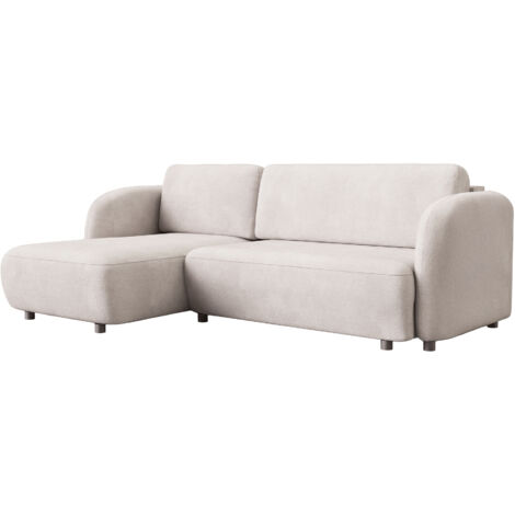 DRIXY - Canapé d'angle convertible avec coffre en tissu beige - Angle gauche (1/5)