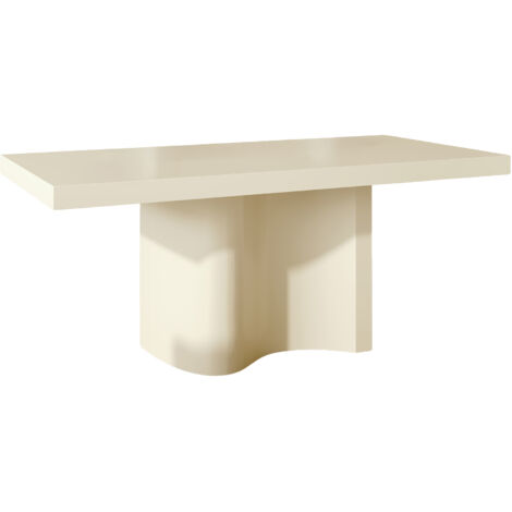 Mobilier Deco – Table à manger rectangulaire en marbre d'ingénierie beige – Plateau vaste pour repas conviviaux – Pieds arqués pour stabilité et design élégant (1/3)