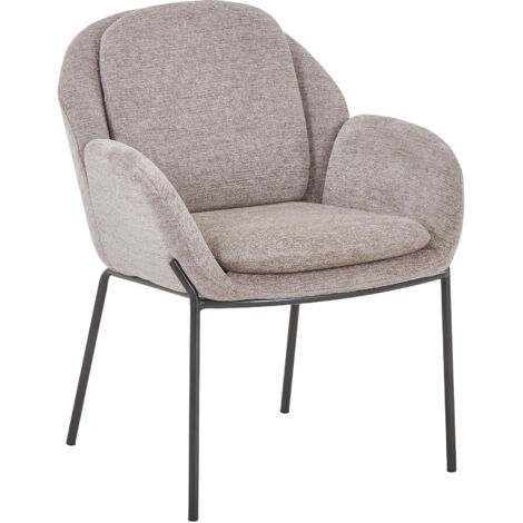 EYLA - Chaise en tissu taupe pieds en métal noir (1/5)