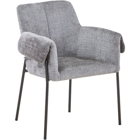 SARA - Chaise en tissu gris clair pieds en métal noir (1/5)
