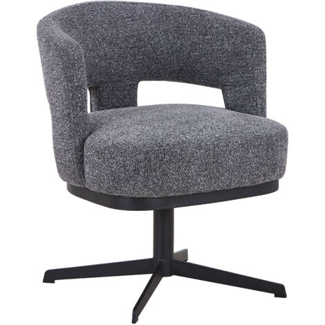 HAVA - Chaise pivotante en tissu gris anthracite pieds en métal noir (1/5)