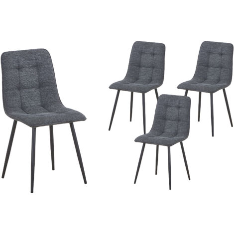 RANA - Lot de 4 chaises en tissu gris foncé pieds en métal noir (1/5)