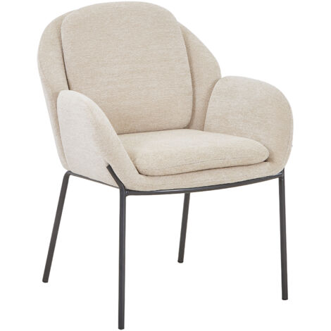 EYLA - Chaise en tissu beige pieds en métal noir (1/5)