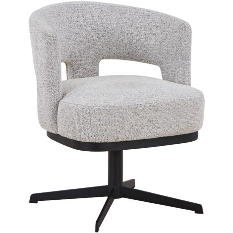 HAVA - Chaise pivotante en tissu gris clair pieds en métal noir (1/5)