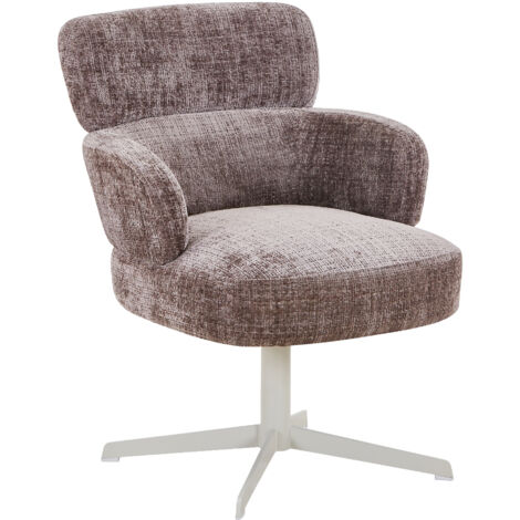 NEJYA - Fauteuil en tissu taupe pieds en métal gris (1/5)