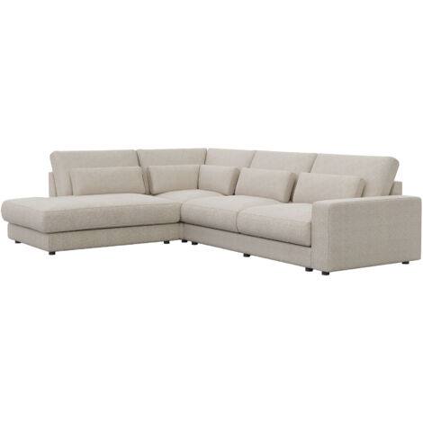 Mobilier Deco – Canapé d'angle 240 cm en tissu beige – Angle gauche – Assise moelleuse et dossier rembourré – Design moderne pour salon (1/5)