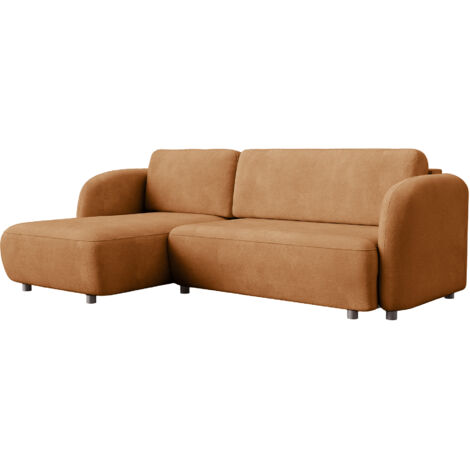 DRIXY - Canapé d'angle convertible avec coffre en tissu orange - Angle gauche (1/5)