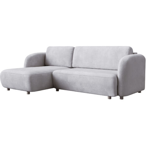 DRIXY - Canapé d'angle convertible avec coffre en tissu gris - Angle gauche (1/4)