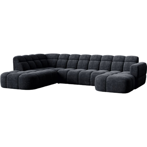 BELIZ XL - Canapé panoramique tissu noir - Angle droit
