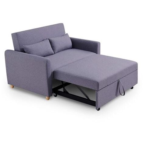 KAYA - Canapé 2 places convertible scandinave en tissu gris