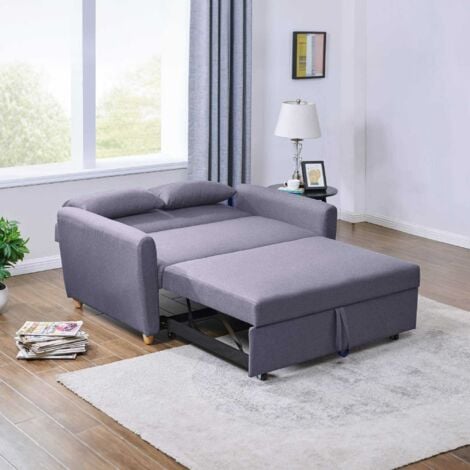 KAYA - Canapé 2 places convertible scandinave en tissu gris
