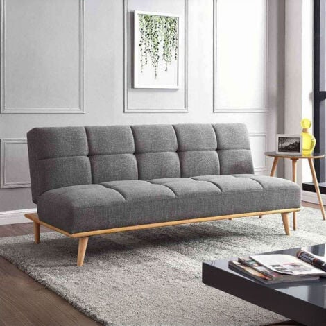 MEGHAN - Banquette clic clac scandinave 3 places gris