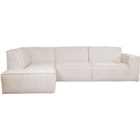 Mobilier Deco – Canapé d'angle en tissu beige – Angle gauche – 5 places – Design contemporain – Confort optimal avec coussins rembourrés