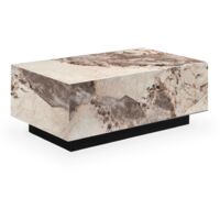 Mobilier Deco – Table basse rectangulaire en marbre d'ingénierie beige et marron – Design moderne pour salon – Dimensions 120x60cm – Style contemporain