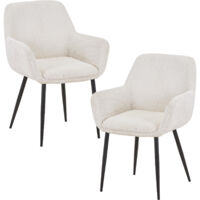JESSIE - Lot de 2 chaises en velours côtelé beige pieds en métal noir