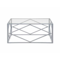 CLARA - Table basse rectangulaire en verre et métal argenté