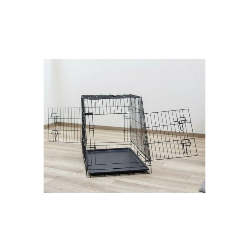 Cage de transport métal pliante pour chiens et chats avec pan incliné Désignation : Cage de transport métal pliante - Pan incliné  Taille : 3 MORIN IMPORT 3928